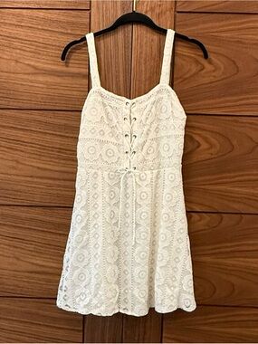 Aeropostale White Lace Corset Dress Cottagecore Coquette Women's Large